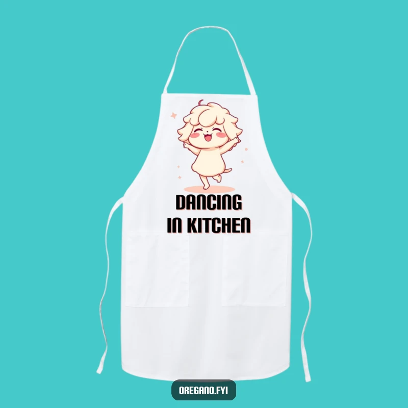 Funny Kawaii Oregano Apron: Dancing Herb Kitchen Wear, Charming Gift
