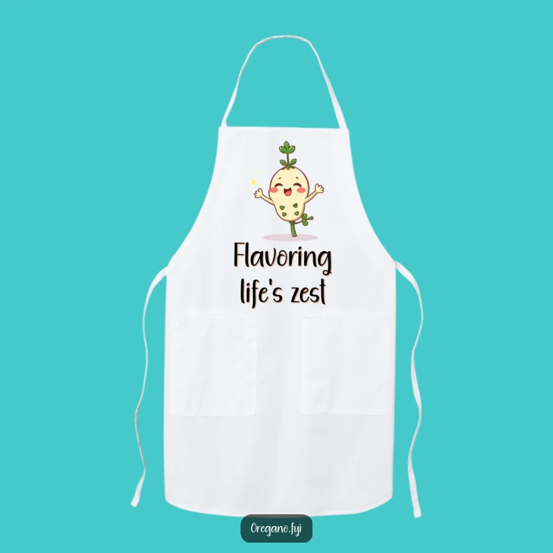 Funny Kawaii Oregano Sparkle Apron: Cheerful Herb Kitchenware, Hilarious Cooking Gift