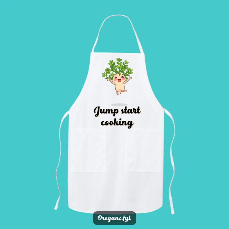 Funny Jumping Oregano Apron, Chef's Herb Wear for Playful Cooking