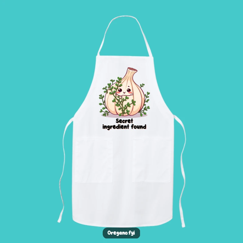 Funny Kawaii Oregano Peek-a-Boo Apron: Cheerful Herb Kitchenware, Hilarious Cooking Gift