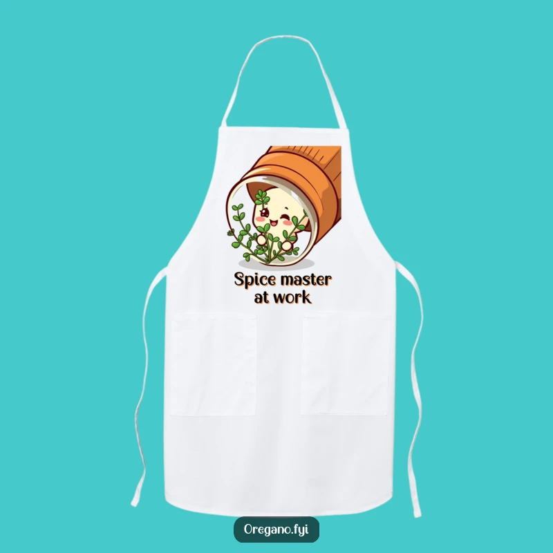 Funny Satisfied Oregano Apron - Spice Jar Chef, Hilarious Kitchen Gift!