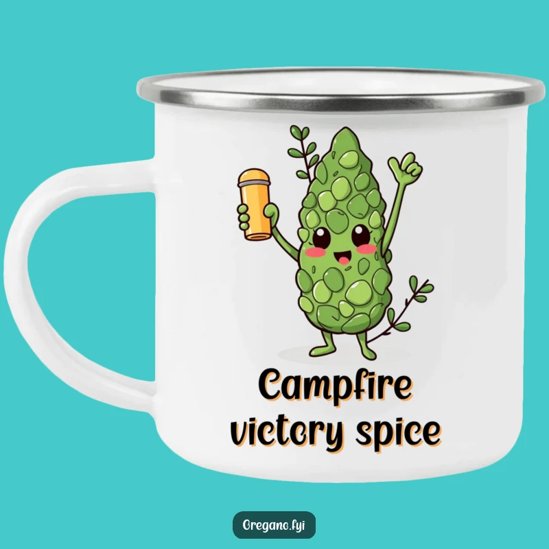 Funny Oregano Spice King Camping Mug: Triumphant Outdoor Fun!