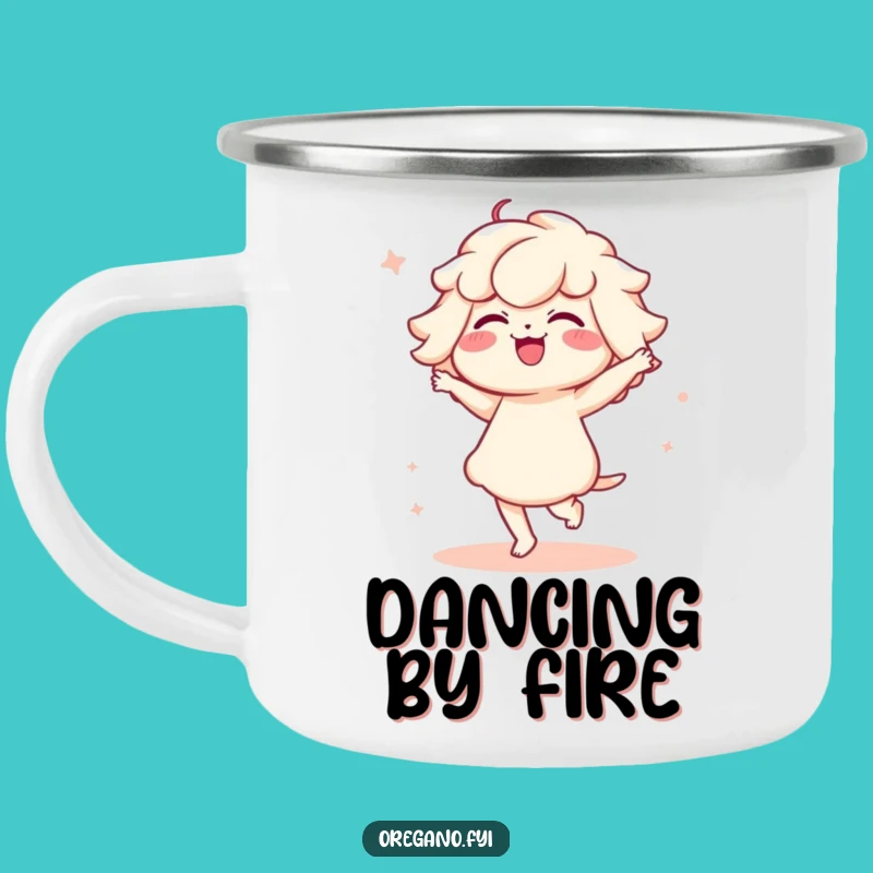 Funny Kawaii Oregano Camping Mug: Dancing Herb Outdoor Cup, Cute Gift