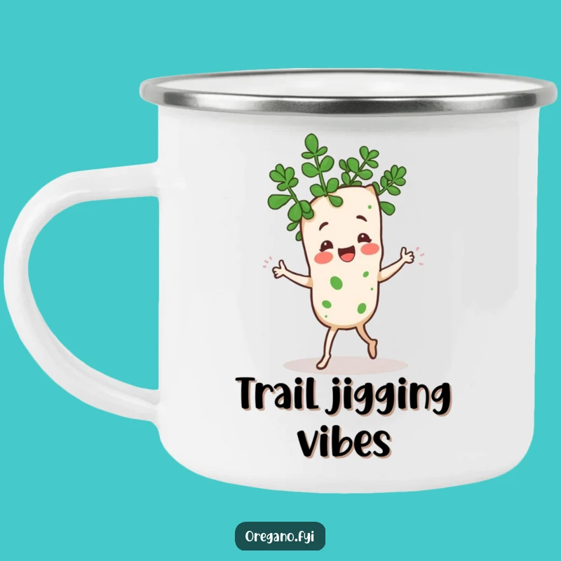 Funny Kawaii Oregano Jig Camping Mug: Dancing Herb Camp Gift