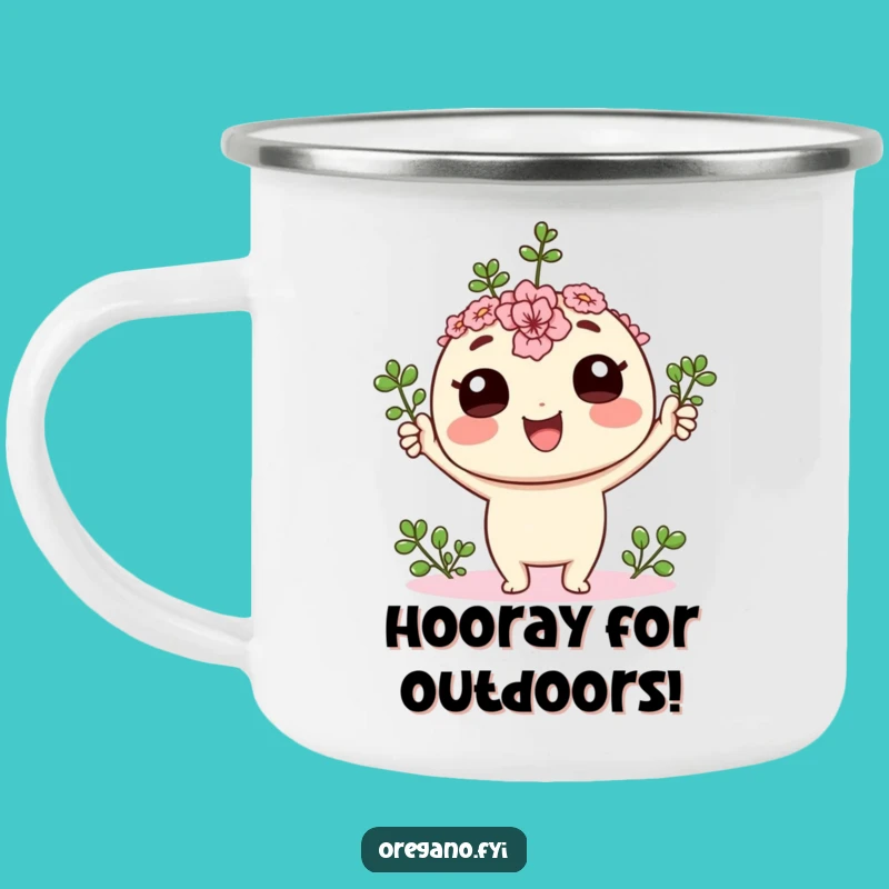 Funny Kawaii Oregano Victory Camping Mug: Outdoor Herb Fun, Hilarious Gift For Campers