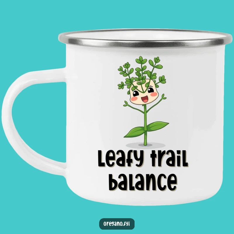 Funny Balancing Oregano Camping Mug: Sip with Comical Wobbles