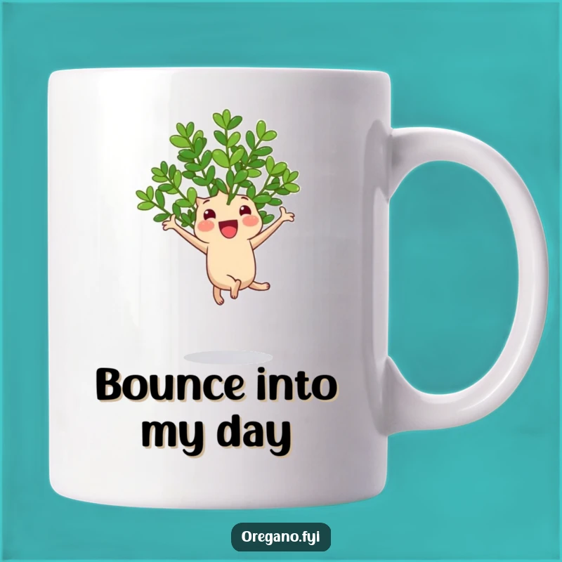Funny Jumping Oregano Mug, Cheerful Herb Gift for a Joyful Start