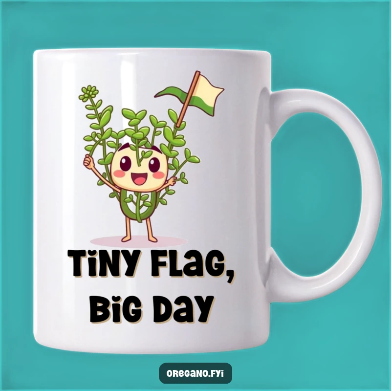 Funny Oregano Flag Mug: Joyful Herb Waving Design for a Cheerful Gift