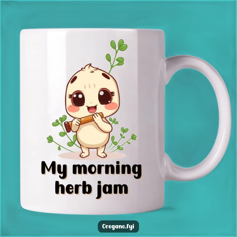 Funny Oregano Panpipe Mug: Adorable Herb's Musical Joy, Perfect Funny Gift Idea