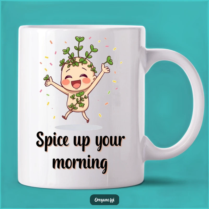 Funny Dancing Oregano Mug - Celebrate Life with Herbal Humor!