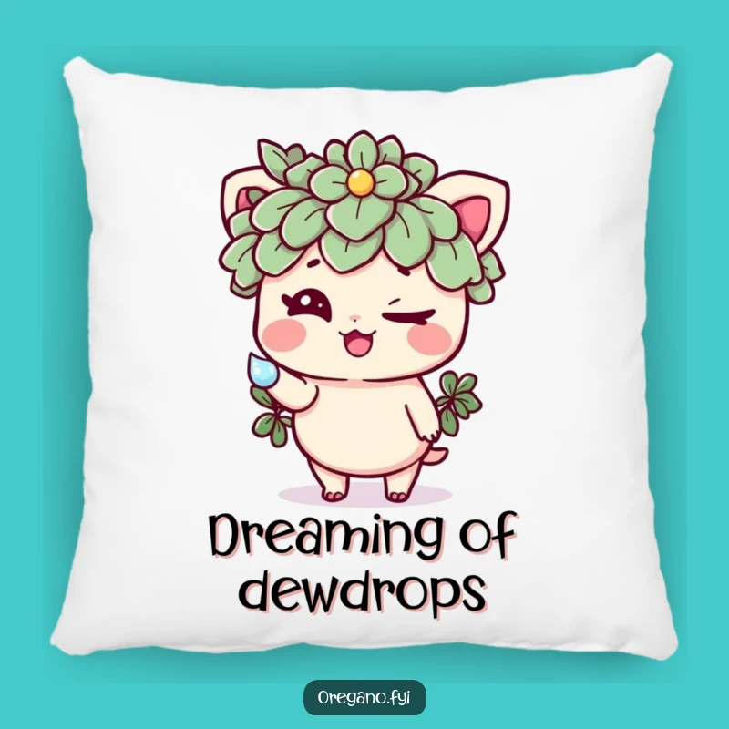 Funny Oregano Dewdrop Pillow: Cozy Comfort with Herbaceous Humor