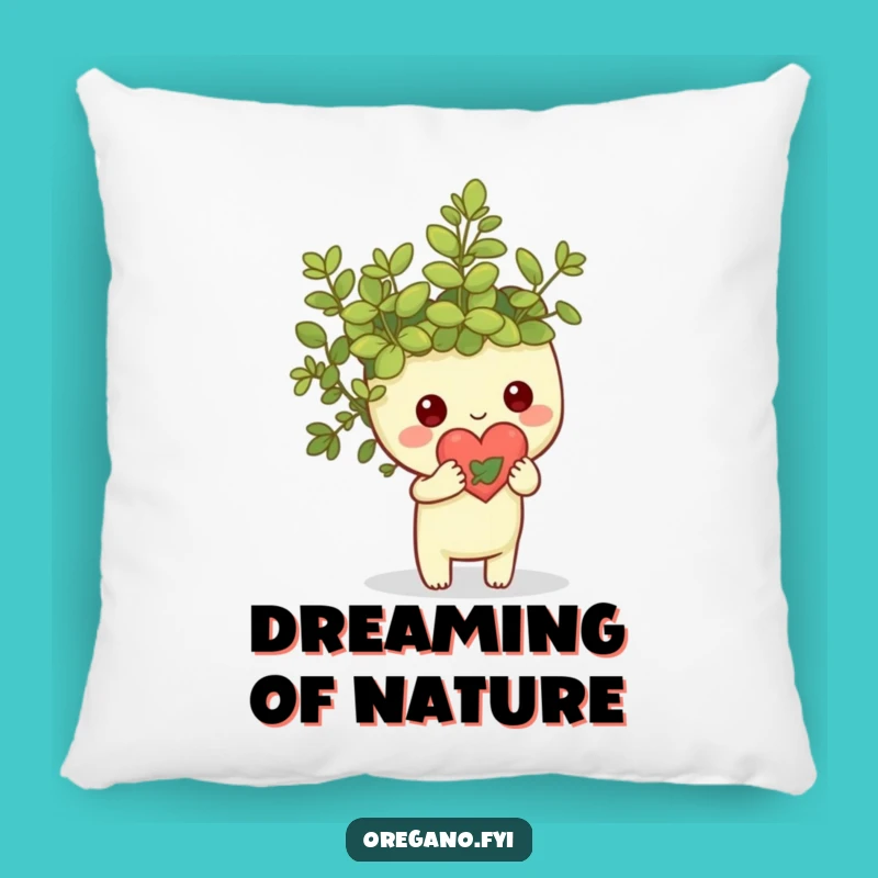 Funny Kawaii Oregano Heart Pillow: Cozy Leafy Love Cushion Gift