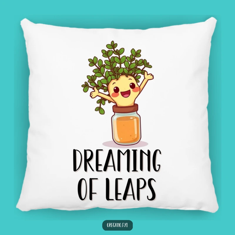 Funny Oregano Leap Pillow: Cozy Comfort with a Joyful Herb Accent