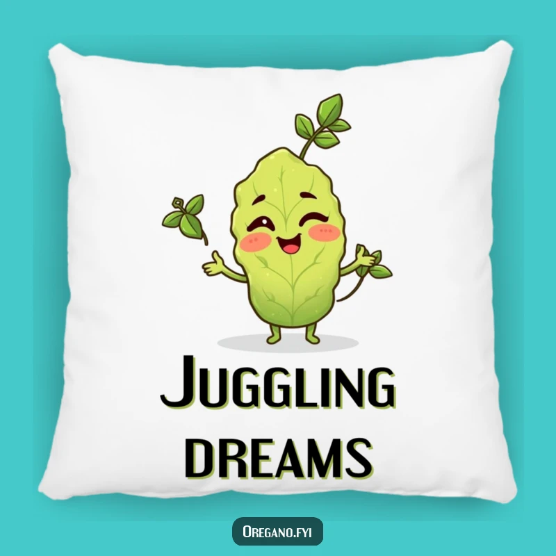 Funny Winking Oregano Pillow: Cozy Juggling Herb, Perfect Funny Gift