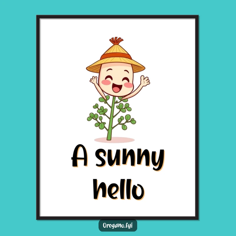 Funny Waving Oregano Digital Art: Instant Hello, Decorate with Cheerful Vibes