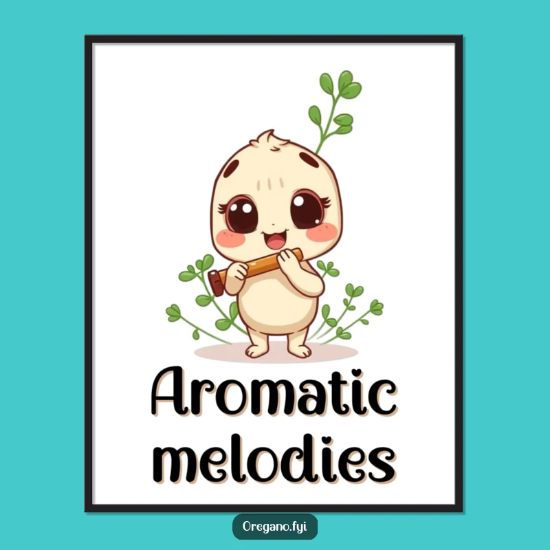 Funny Oregano Panpipe Digital Art: Herb's Musical Joy, Instant Funny Gift Download