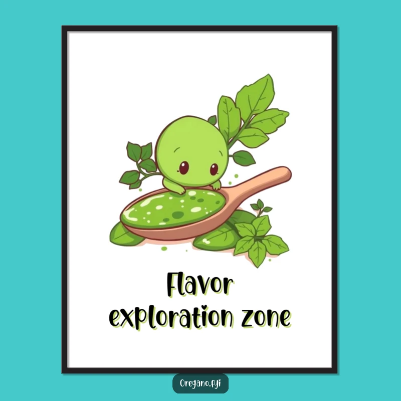 Funny Pesto Explorer Oregano Leaf Digital Art: Hilarious Herb Decor!