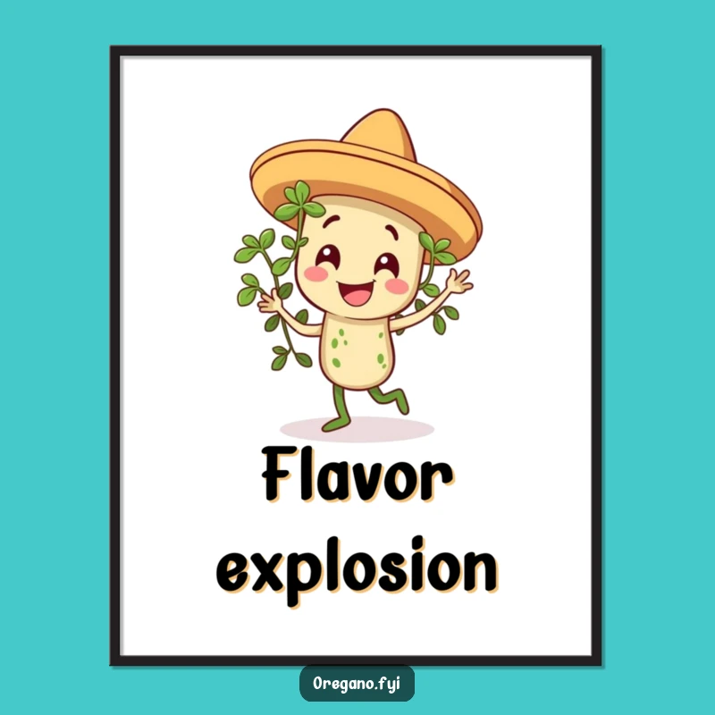 Funny Sombrero Oregano Dancing Digital Art, Instant Herb Decor for Lively Spaces