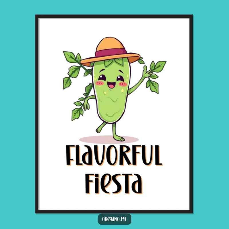 Funny Kawaii Oregano Salsa Digital Art: Instant Dance Vibes