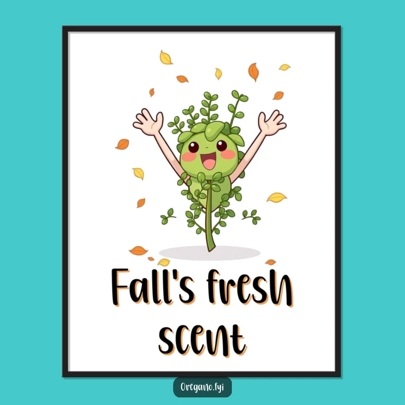 Funny Autumn Oregano Digital Art, Instant Herb Decor for Fall Vibes