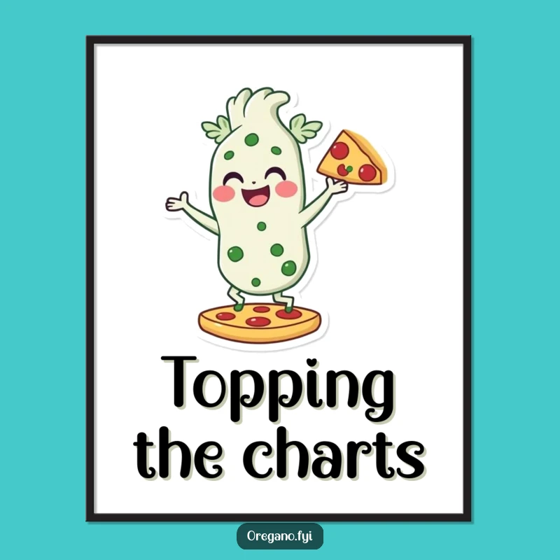 Funny Dancing Oregano Digital Art: Pizza Lover, Instant Pizza Joy