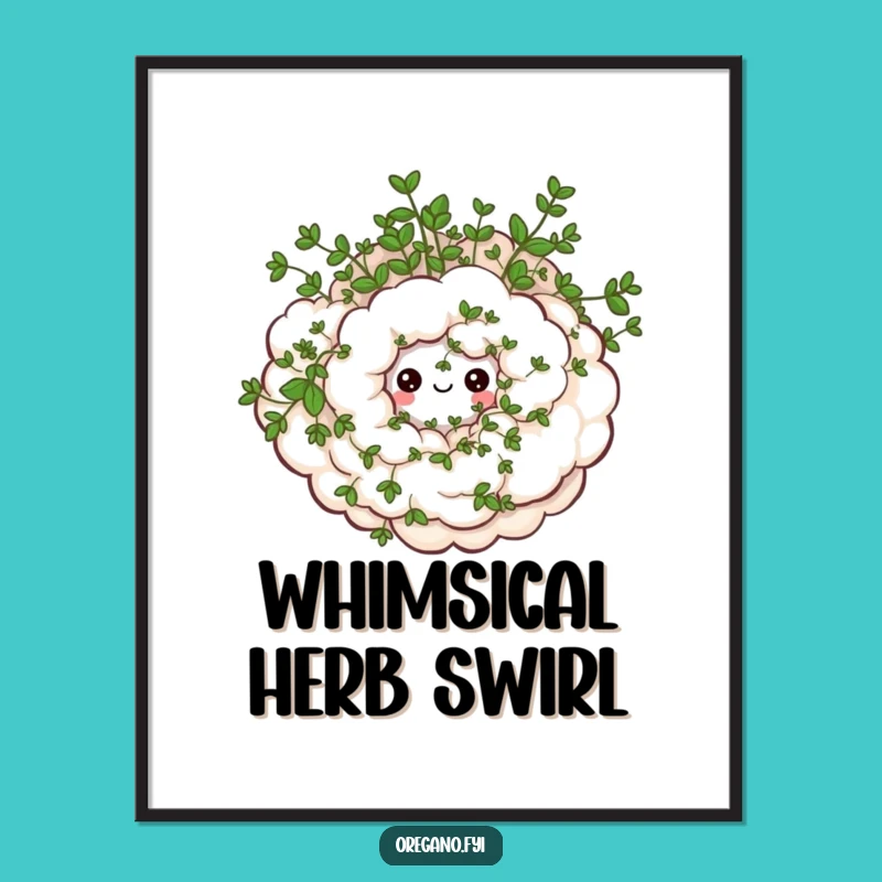 Funny Oregano Cloud Digital Art - Whimsical Herb Print!