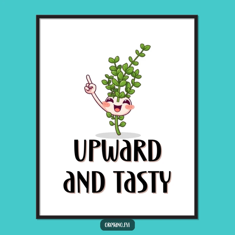 Funny Oregano Sprig Pointing Digital Print Instant Culinary Direction Art
