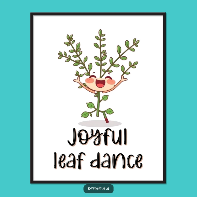 Funny Oregano Twirl Digital Art: Instant Joyful Herb Decor