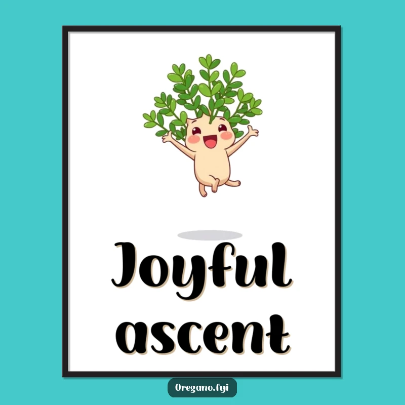 Funny Jumping Oregano Digital Art, Instant Herb Decor for Joyful Spaces