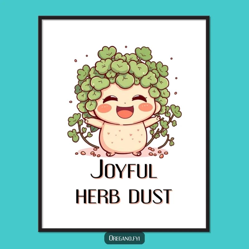 Funny Oregano Laughing Digital Art: Joyful Herb Print, Unique Gift