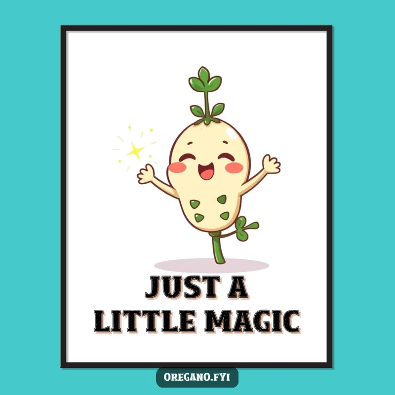 Funny Kawaii Oregano Sparkle Digital Art: Instant Herb Cheer, Hilarious Wall Decor