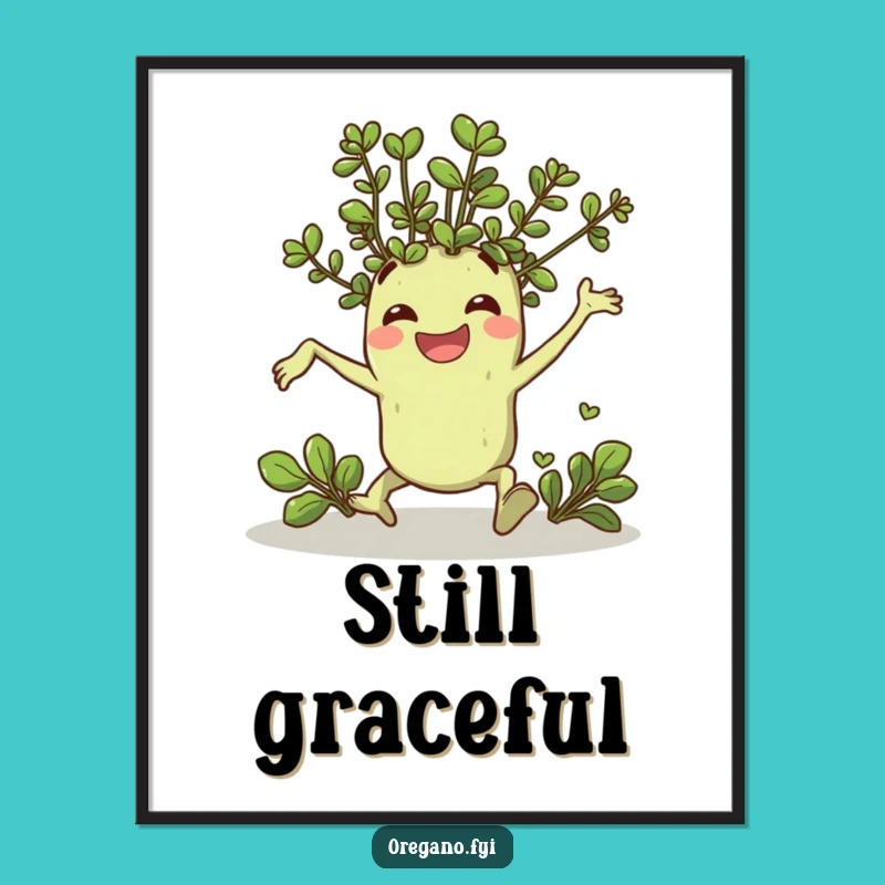 Funny Oregano Digital Art: Comical Tripping Herb Print for Instant Joy