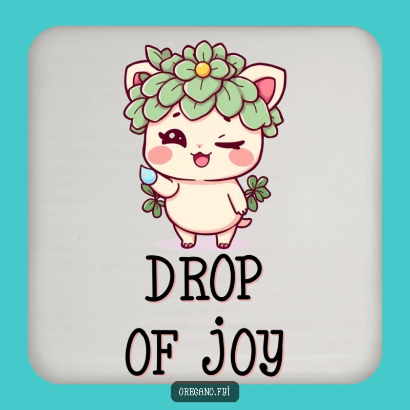 Funny Oregano Dewdrop Coaster: Protect Surfaces with Herbaceous Charm