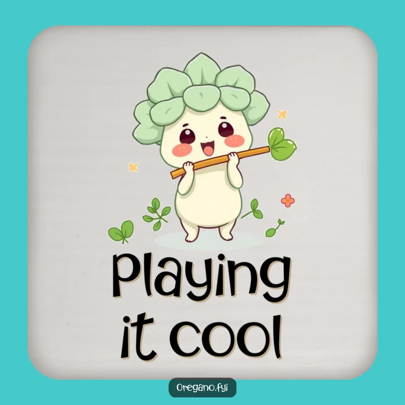 Funny Kawaii Oregano Leaf Flute Coaster, Protect Surfaces with Humor