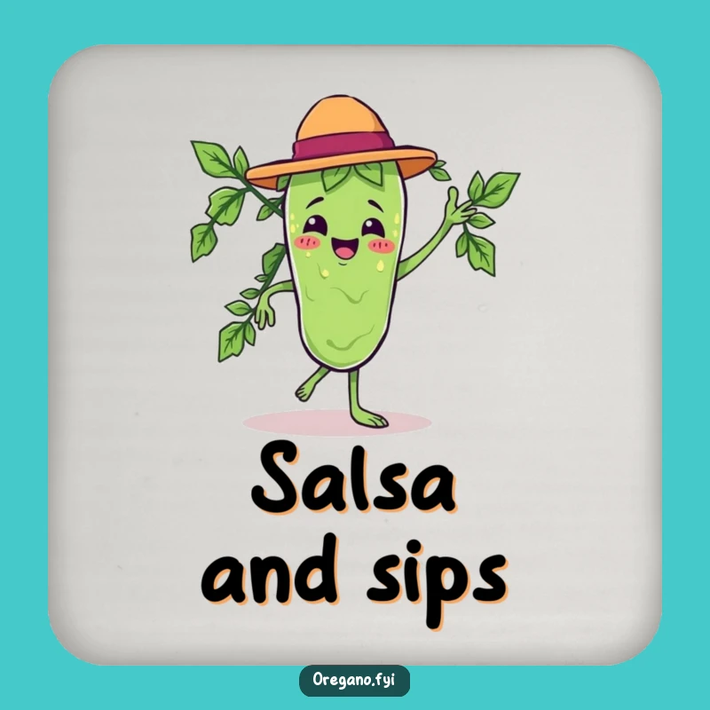 Funny Kawaii Oregano Salsa Coaster: Dance Your Way to Safe Tables