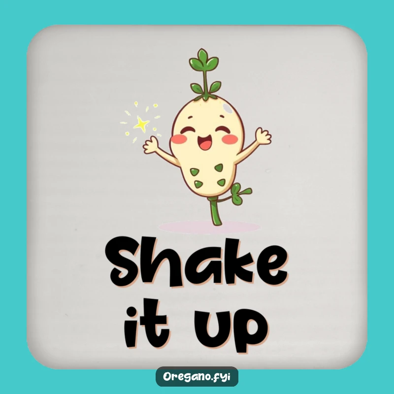 Funny Kawaii Oregano Sparkle Coaster: Herb Protection Fun, Hilarious Gift Set