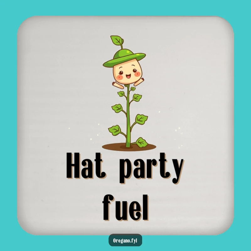 Funny Oregano Hat Coasters: Protect Surfaces with Cheerful Herbaceous Charm
