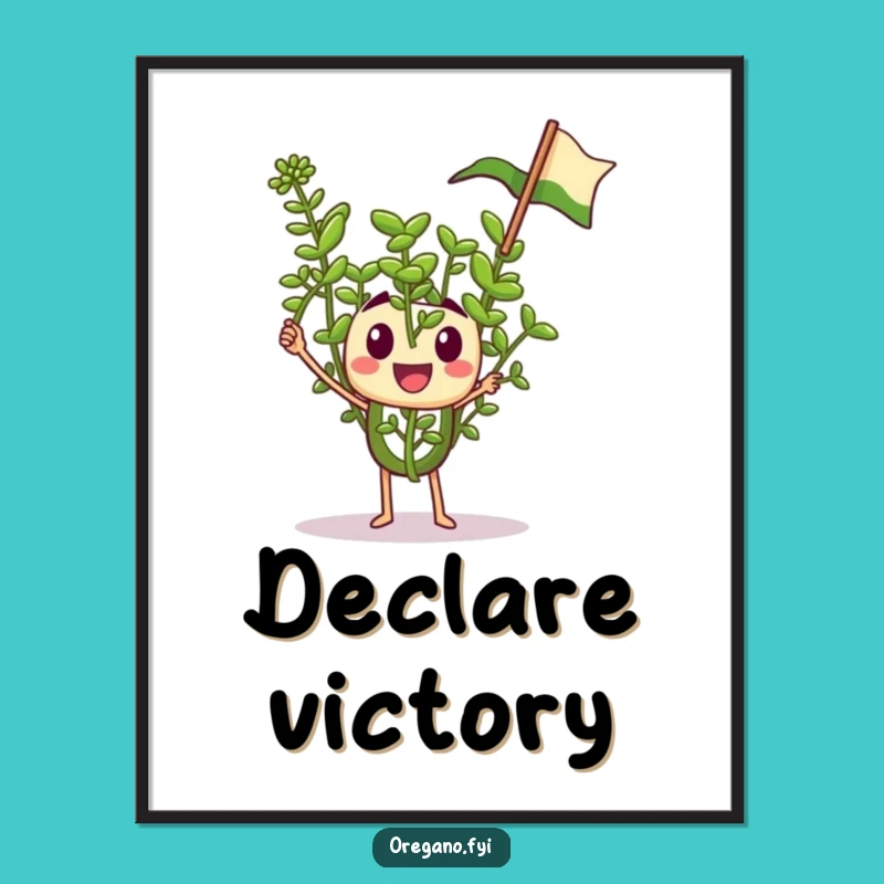 Funny Oregano Poster: Tiny Waving Flag Herb Art for Energetic Decor