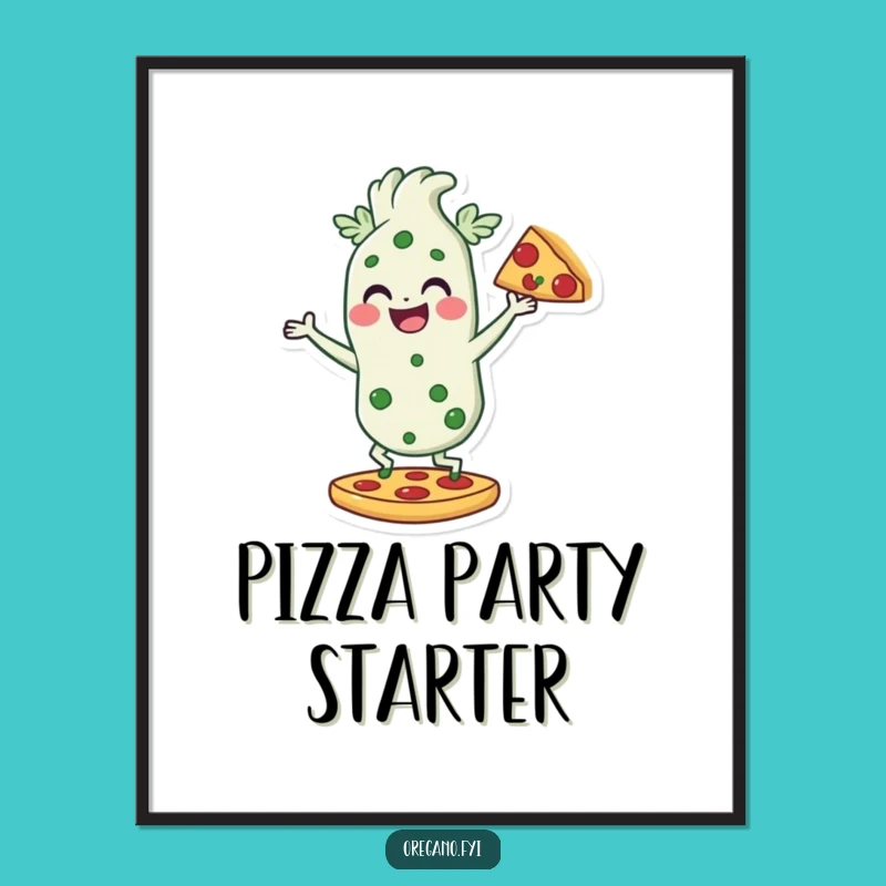 Funny Dancing Oregano Poster: Pizza Lover, Whimsical Wall Art