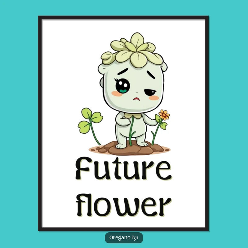 Funny Determined Oregano Poster - Inspiring Herb Art for Growth