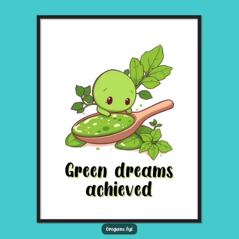 Funny Pesto Explorer Oregano Leaf Poster: Deliciously Humorous Wall Art!