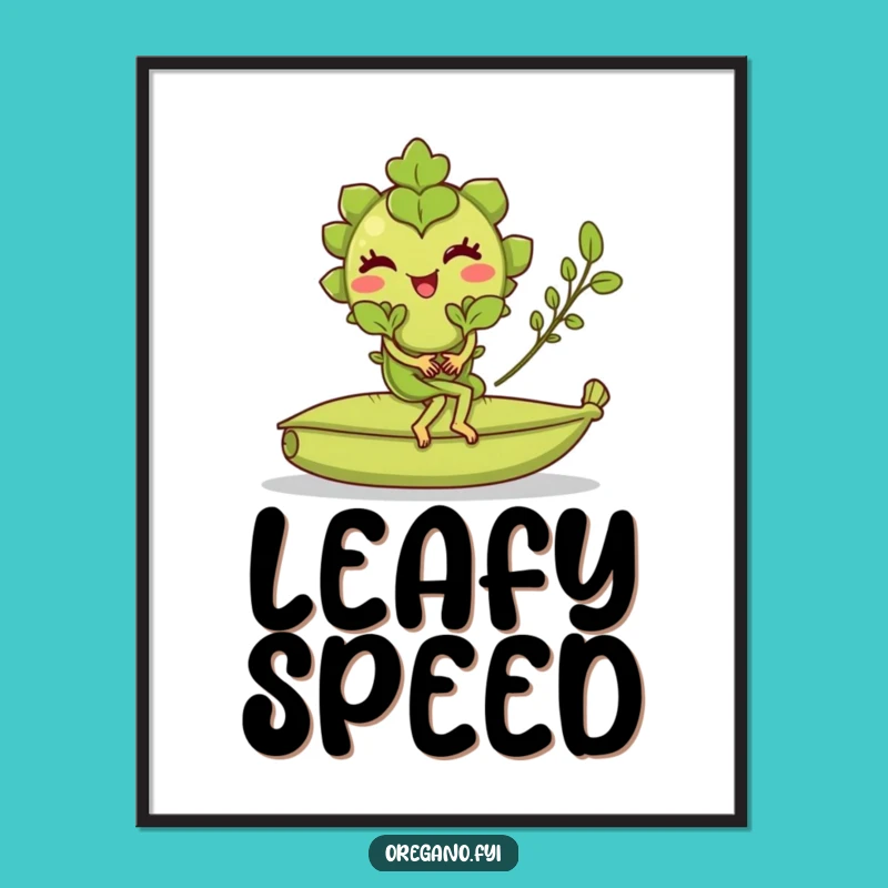 Funny Oregano Bay Leaf Ride Poster: Winking Herb Art, Quirky Funny Gift for Kitchens