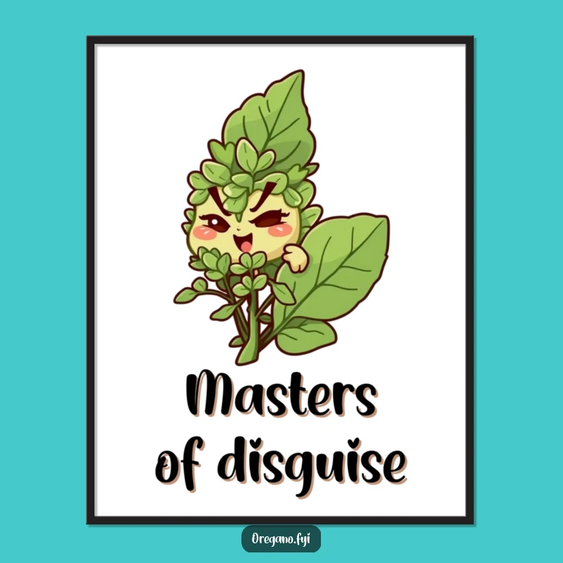 Funny Mischief Oregano Poster - Winking Herb Art, Hilarious Decor Gift!