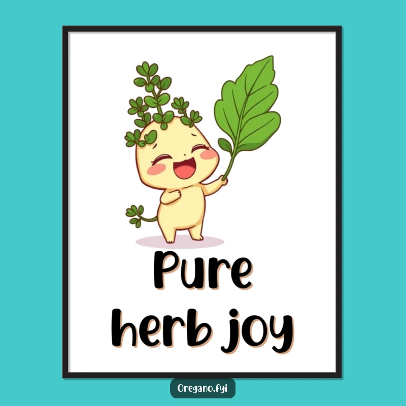 Funny Oregano Poster: Giggling Herb Tickle Art for Amusing Decor