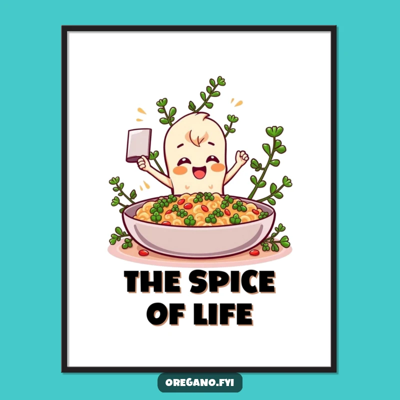 Funny Oregano Poster: Vibrant Herb Character Cooking Up Humor - Great Decor Gift!