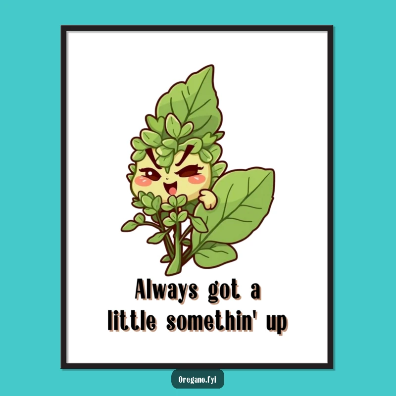 Playful Free Printable Wall Art: Mischievous Oregano Hiding - Quirky Downloadable Decor!