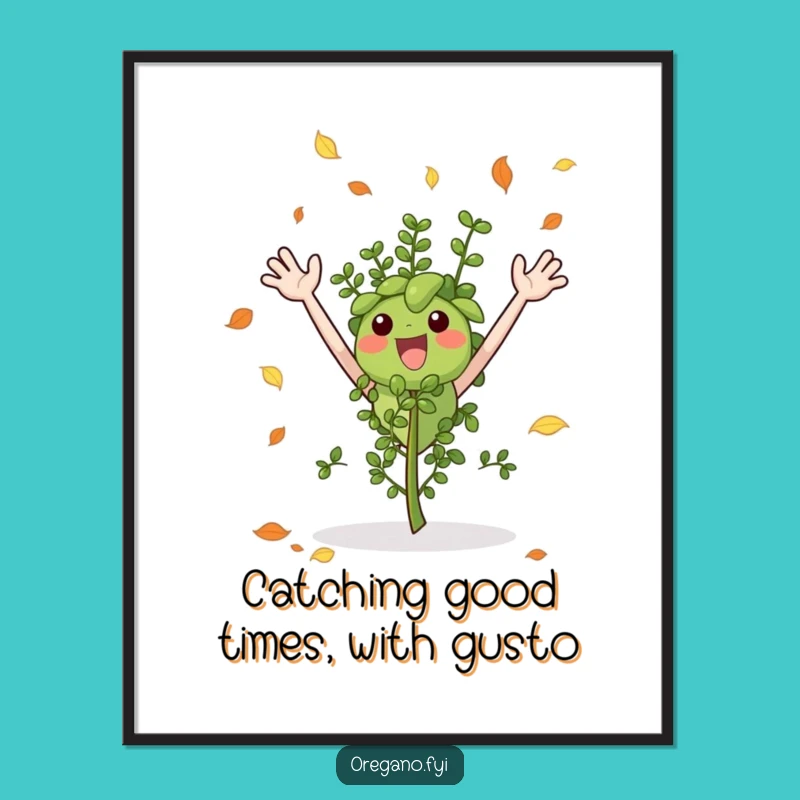 Free Printable Wall Art: Autumn Leaf Catching Oregano Humorous Decor