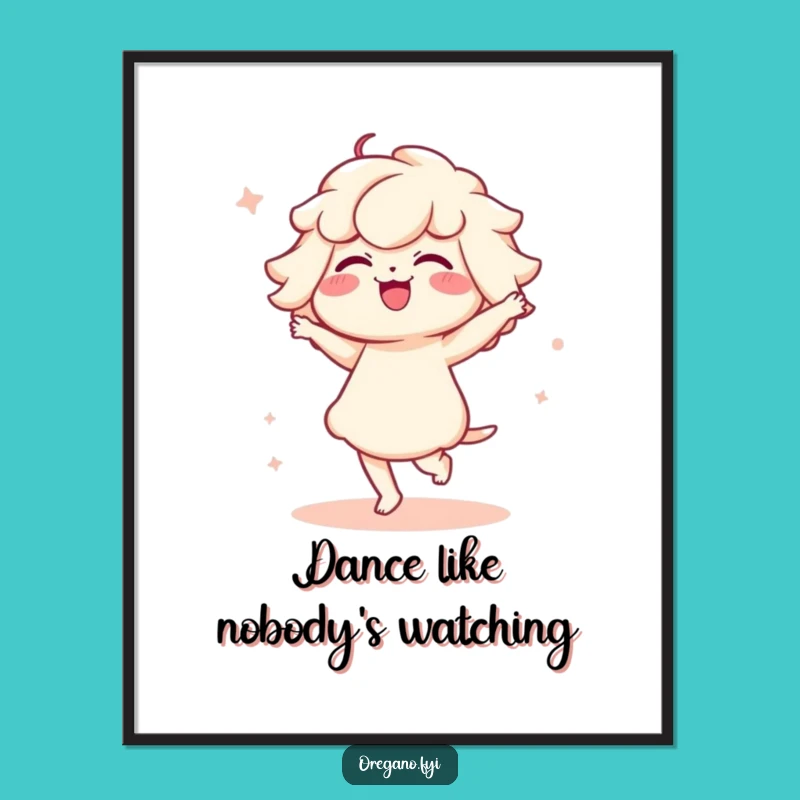Free Printable Kawaii Oregano Wall Art: Cute Dancing Herb Downloadable Decor