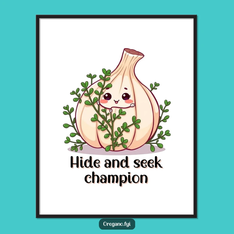 Free Printable Wall Art: Funny Kawaii Oregano Peek-a-Boo Fun!