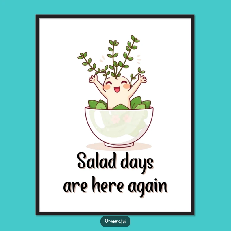 Free Printable Wall Art: Funny Oregano Salad Leap Downloadable Art Gift